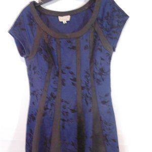 Signature by Robbie Bee Sleeveless Navy/Black Floral Print Dress Size 10P